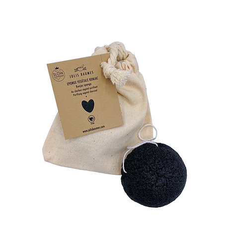 Eponge Konjac charbon végétal purifiant avec son sac coton bio - JOLIS –  Mikosmetics